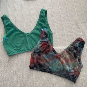 big bud press bralettes in kelly green and tie dye size medium